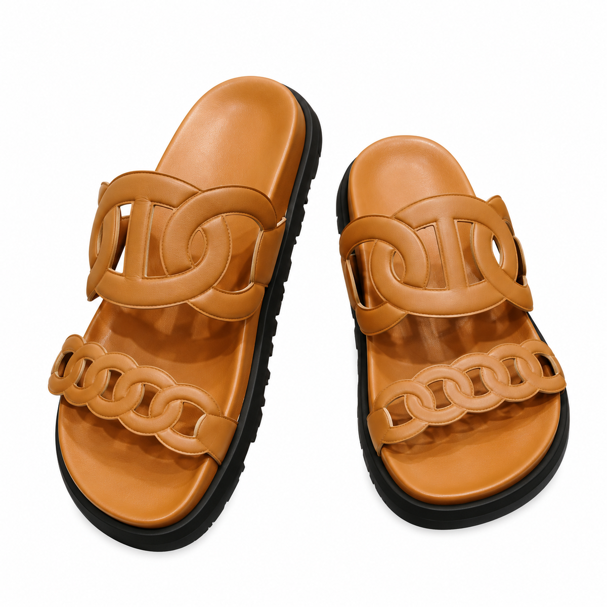 Hermès Tan Chain-Link Open Toe Summer Sandals