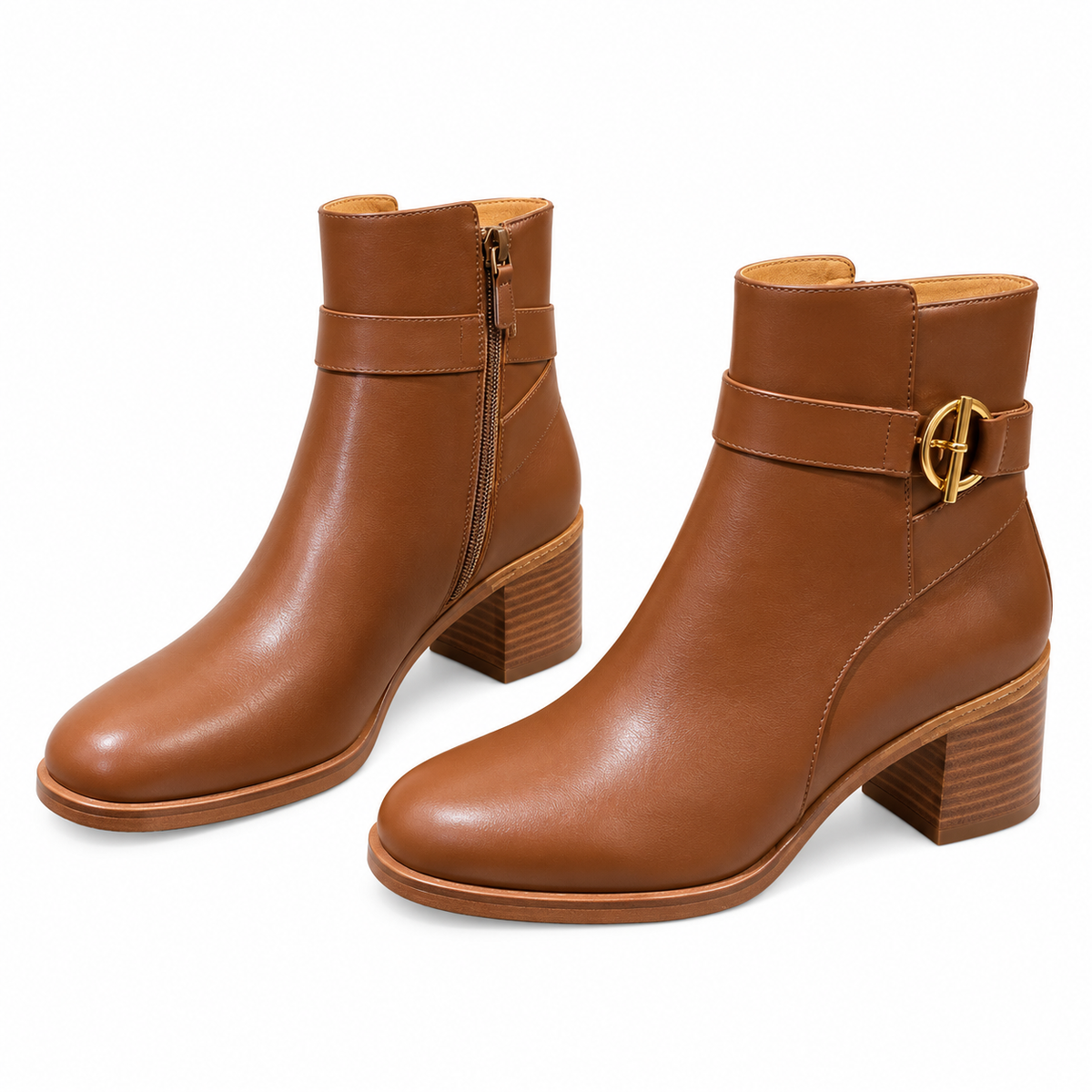 Hermès Brown Leather Buckle Ankle Boots