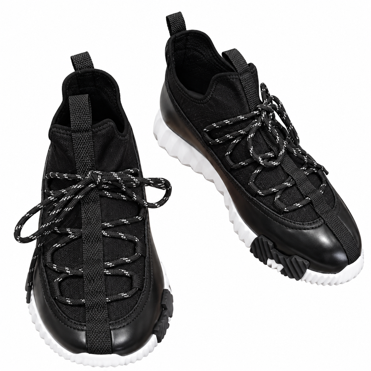 Hermès Black Panelled Lace-Up Sneakers
