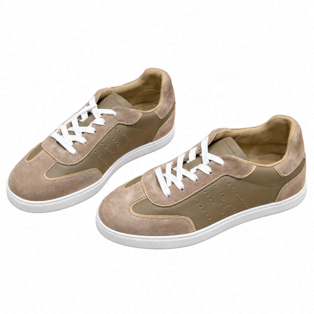 Hermès Khaki Panelled Low-Top Sneakers