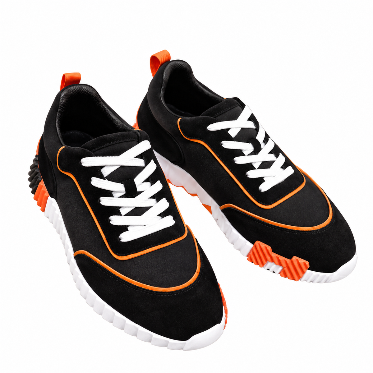 Hermès Black and Orange Low-Top Sneakers