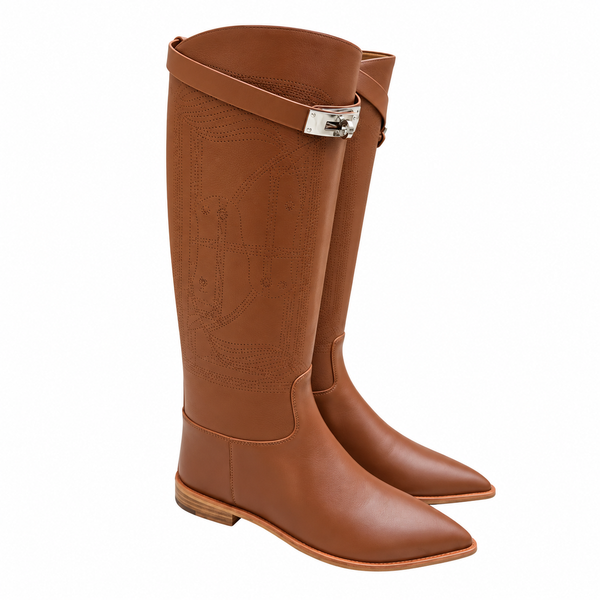 Hermès Brown Pointed-Toe Tall Boots