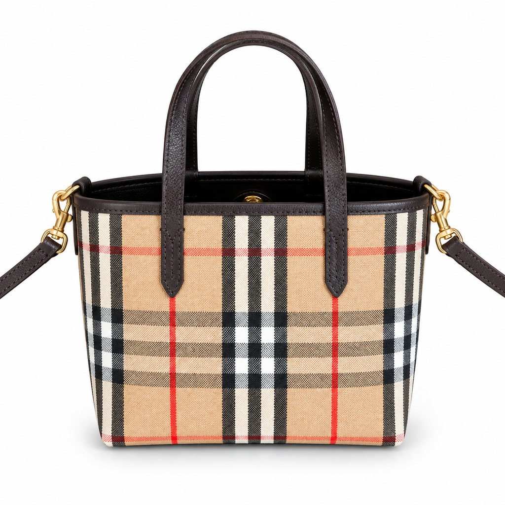 Burberry Heritage Check Compact Top Handle Tote