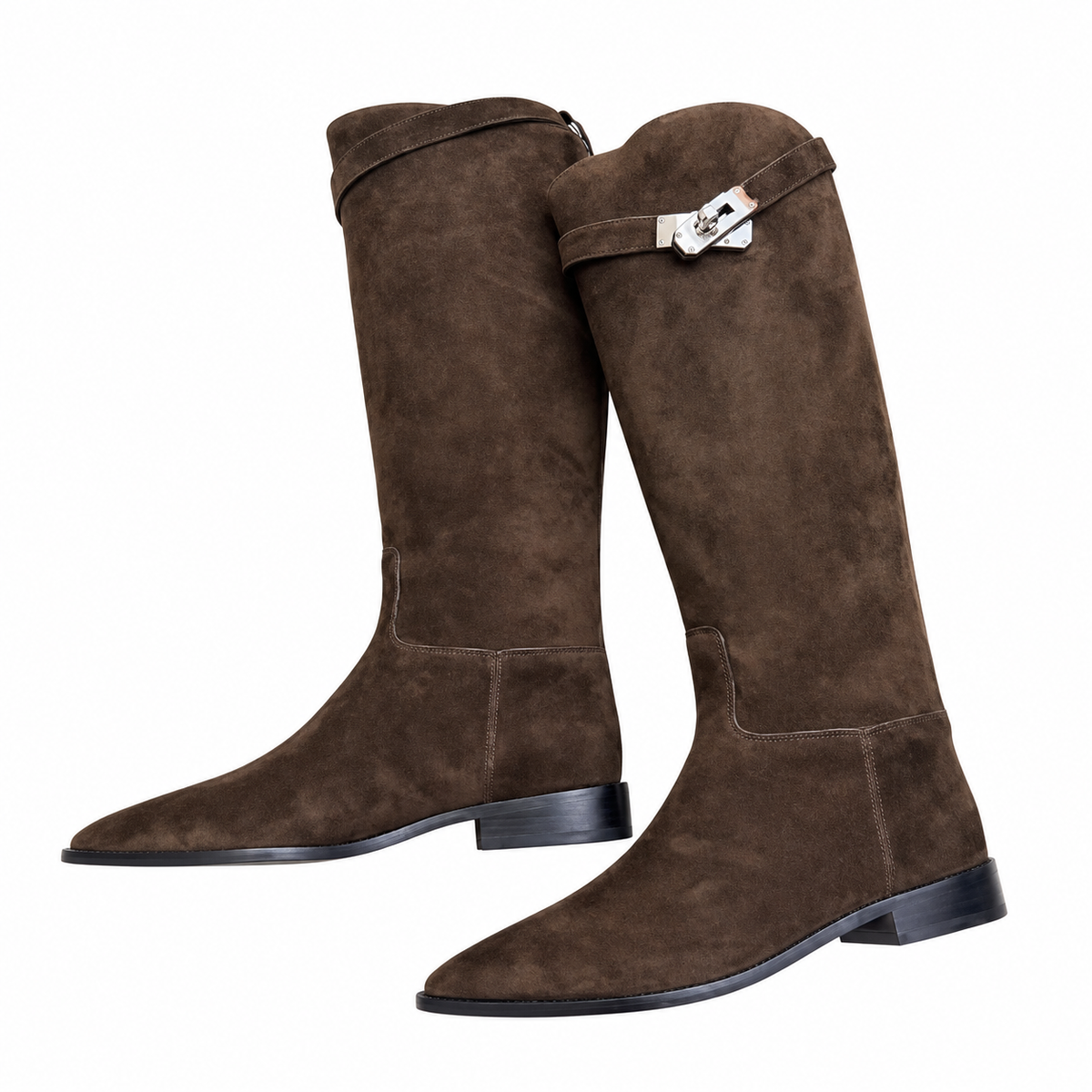 Hermès Dark Brown Pointed-Toe Tall Boots