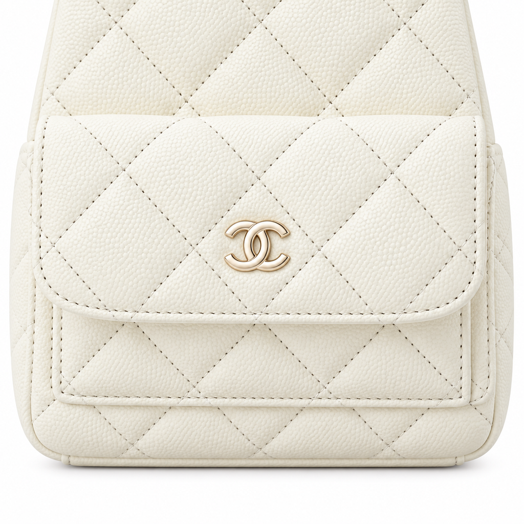 Chanel Quilted Lambskin Mini Chain Backpack Ivory 18×13×9cm