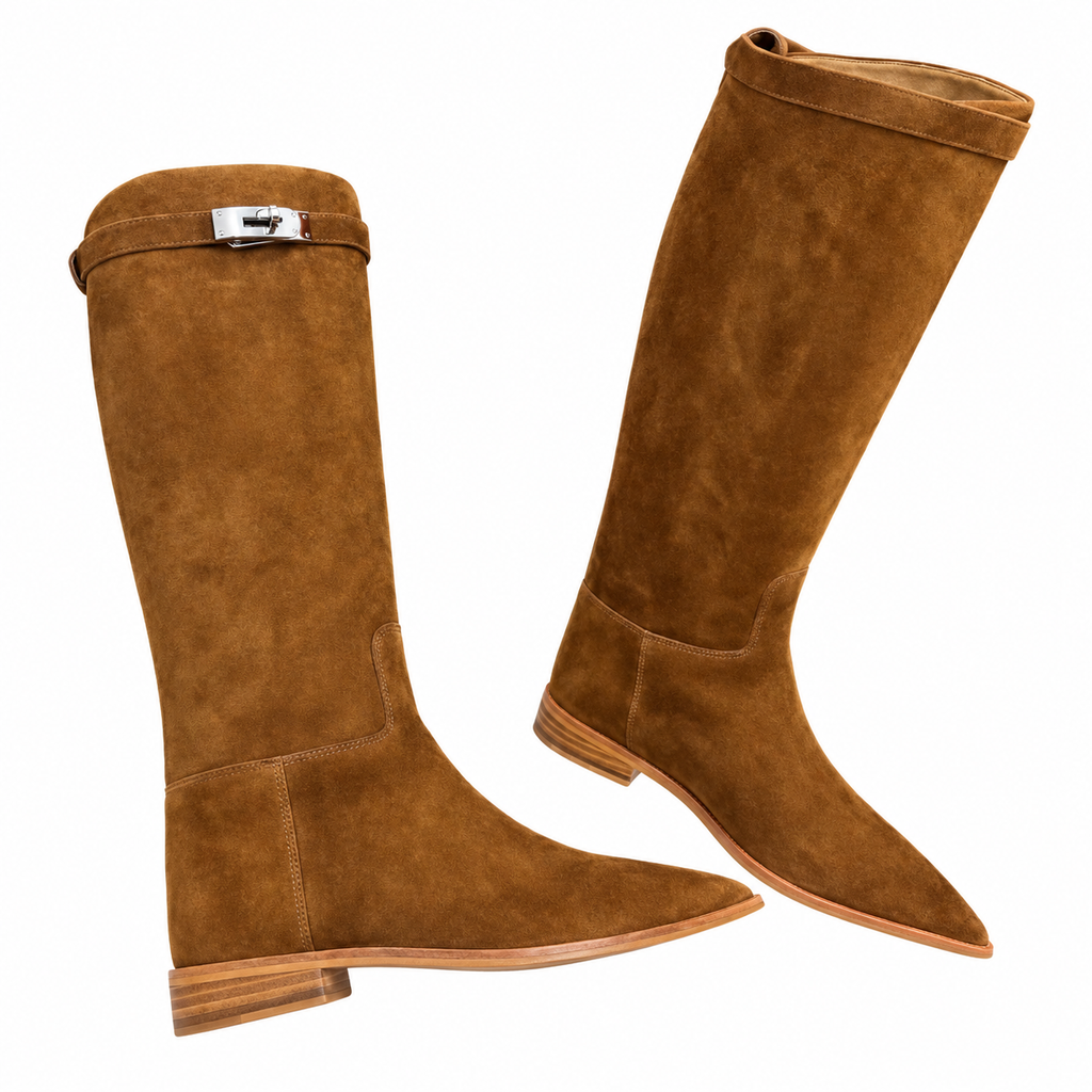 Hermès Caramel Brown Pointed-Toe Tall Boots