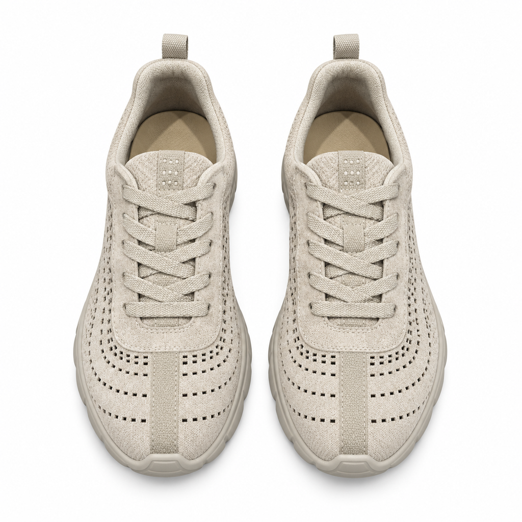 Hermès Beige Textured Cutout Low-Top Sneakers