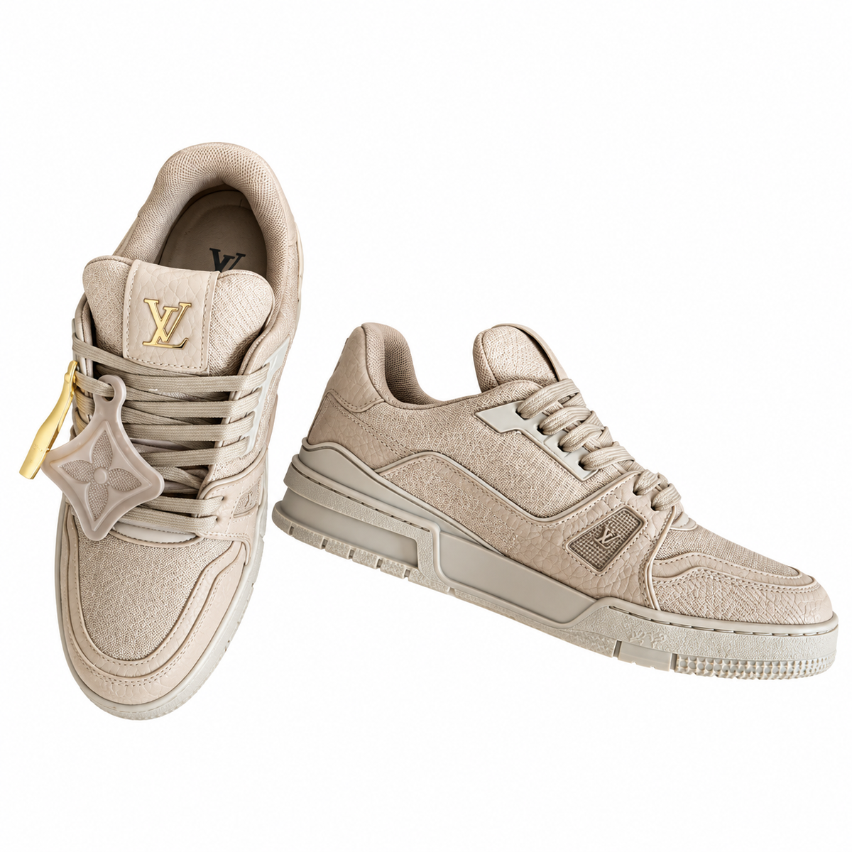 Louis Vuitton Trainer Taupe Textured Sneakers