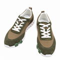 Hermès Taupe & Olive Low-Top Lace-Up Sneakers