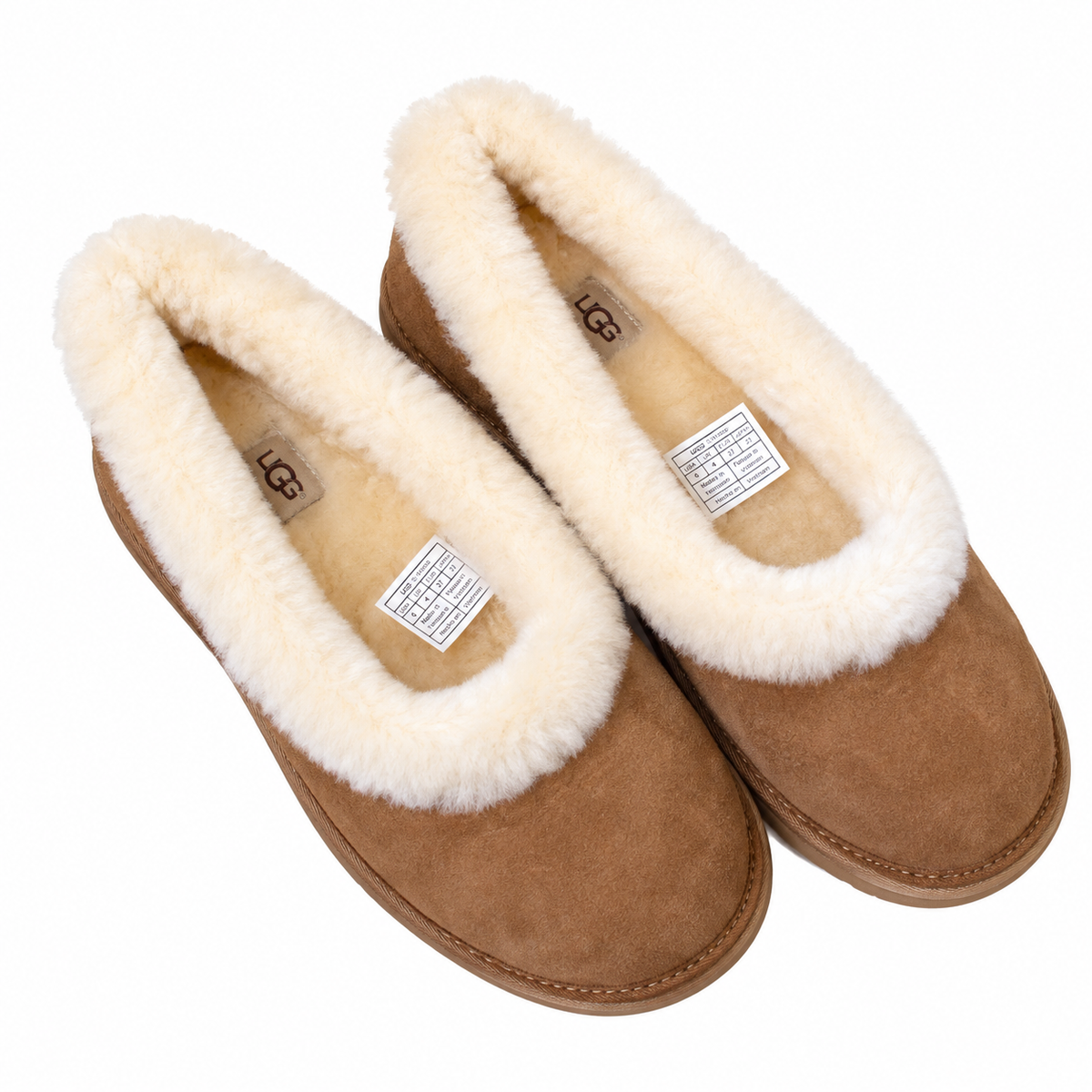 UGG Chestnut Cream-Trim Slip-On Slippers