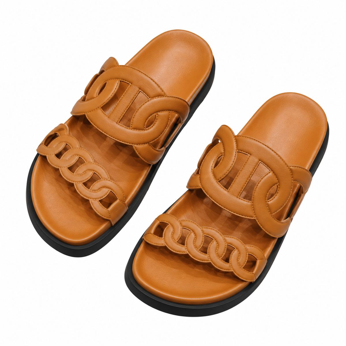 Hermès Tan Chain-Link Open Toe Summer Sandals