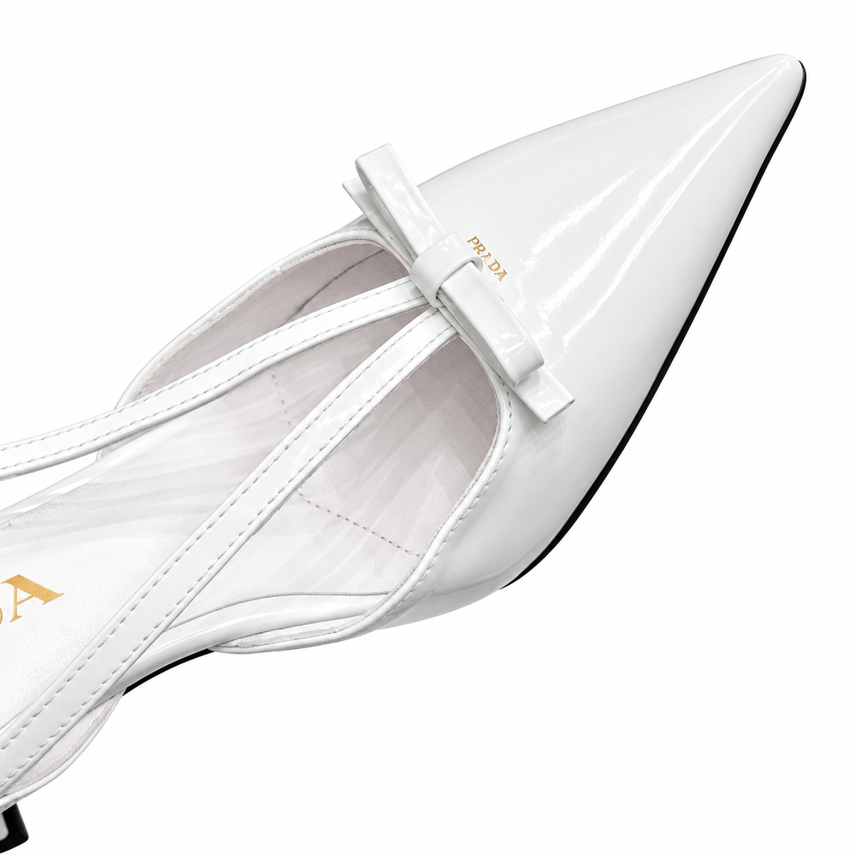 Prada White Bow Pointed-Toe Slingback Pumps