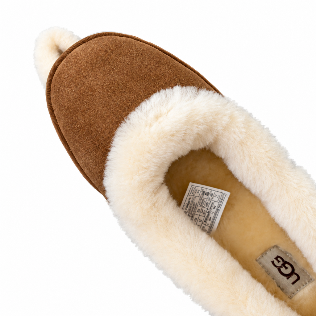 UGG Chestnut Cream-Trim Slip-On Slippers