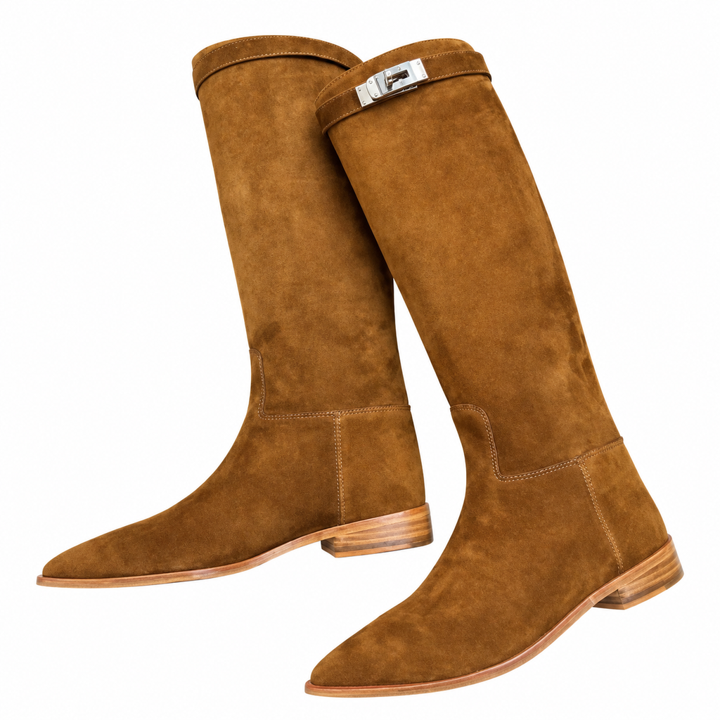 Hermès Caramel Brown Pointed-Toe Tall Boots