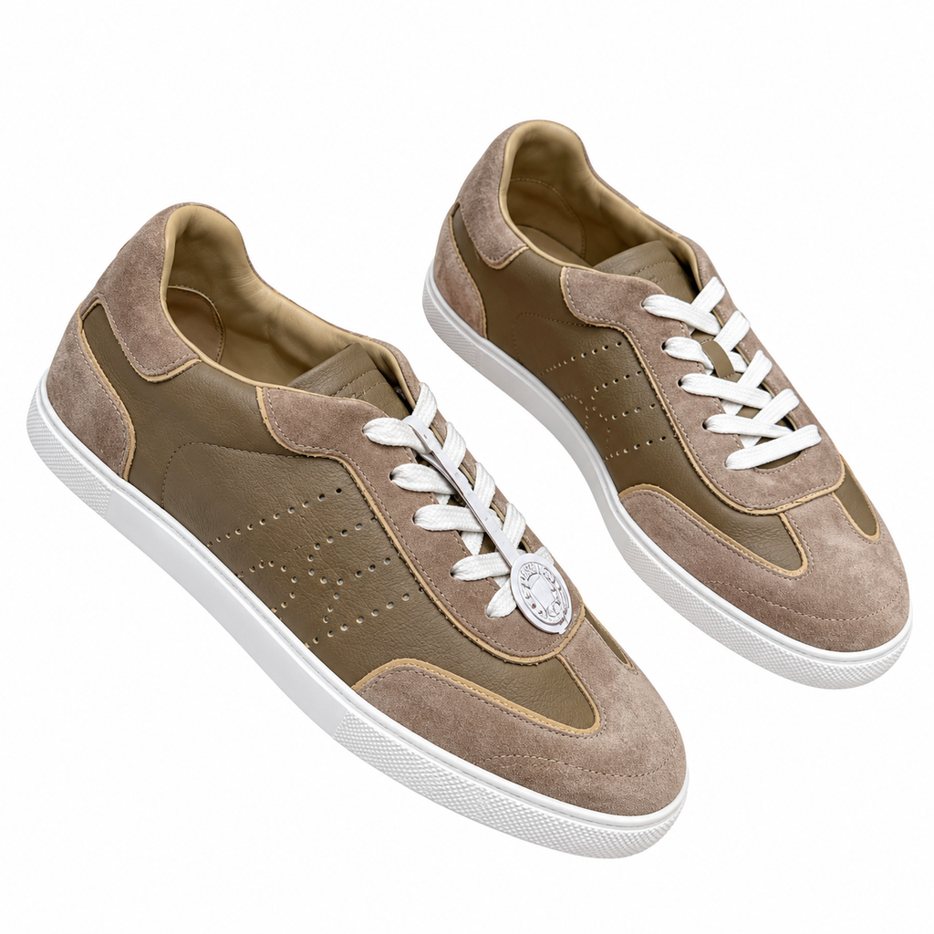 Hermès Khaki Panelled Low-Top Sneakers
