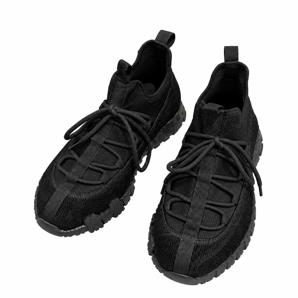 Hermès Black Tonal Lace-Up Sneakers