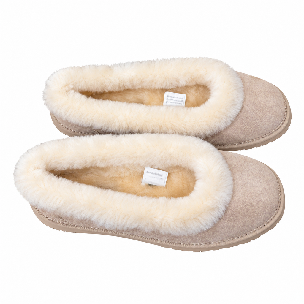 UGG Sand Beige Cream-Trim Slip-On Slippers