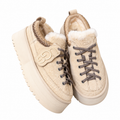 UGG Cream Ribbed Lace-Up Platform Shoes