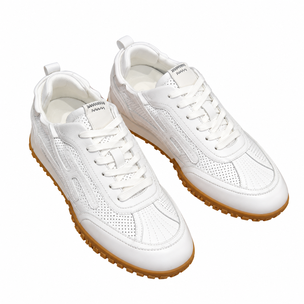 Hermès White Perforated Low-Top Sneakers