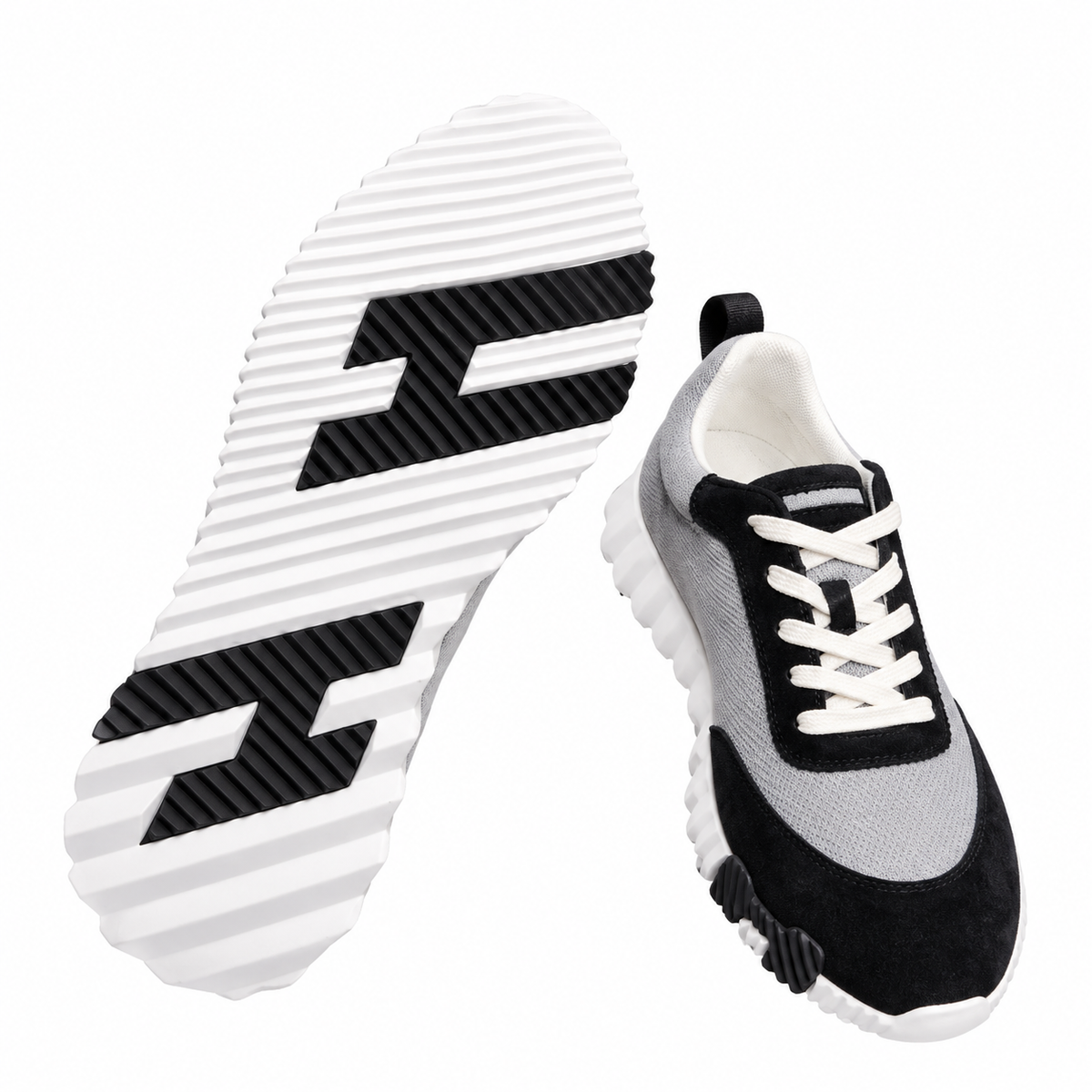 Hermès Grey & Black Sneakers with White Sole