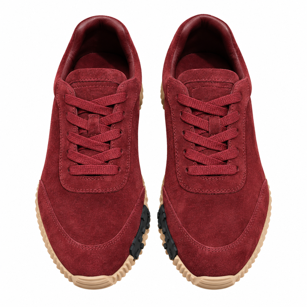 Hermès Burgundy Sneakers with Sculpted Tan Sole