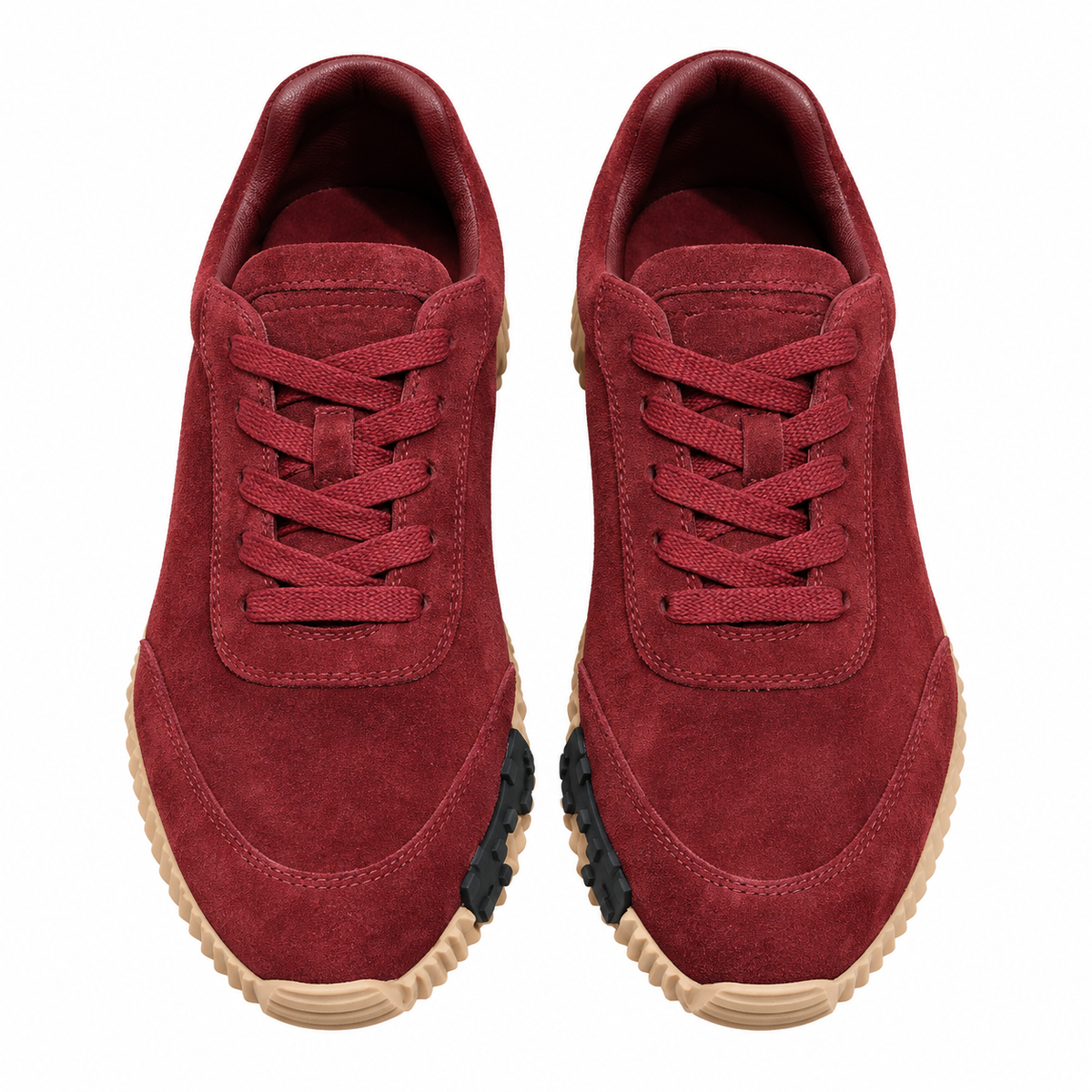 Hermès Burgundy Sneakers with Sculpted Tan Sole