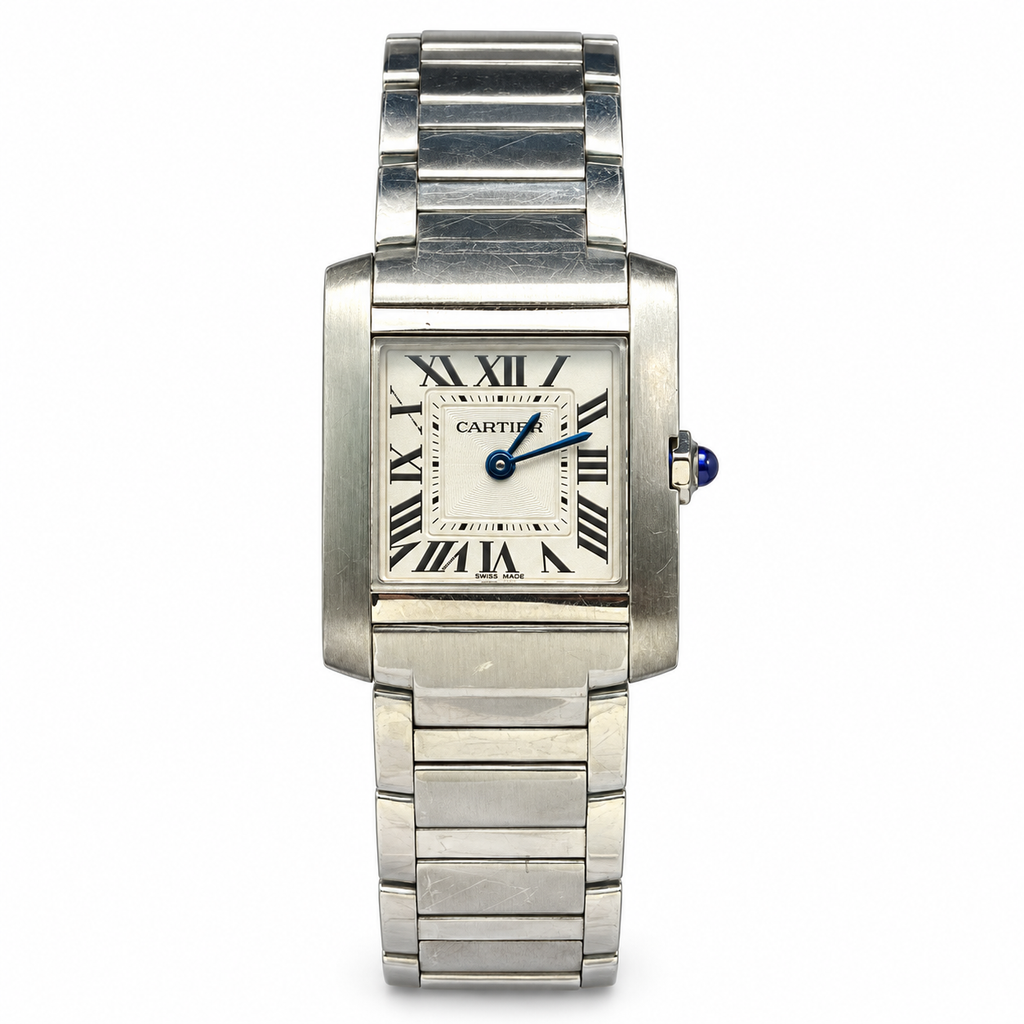 Cartier Tank Française Stainless Steel White Dial Integrated Bracelet Watch Pre-owned