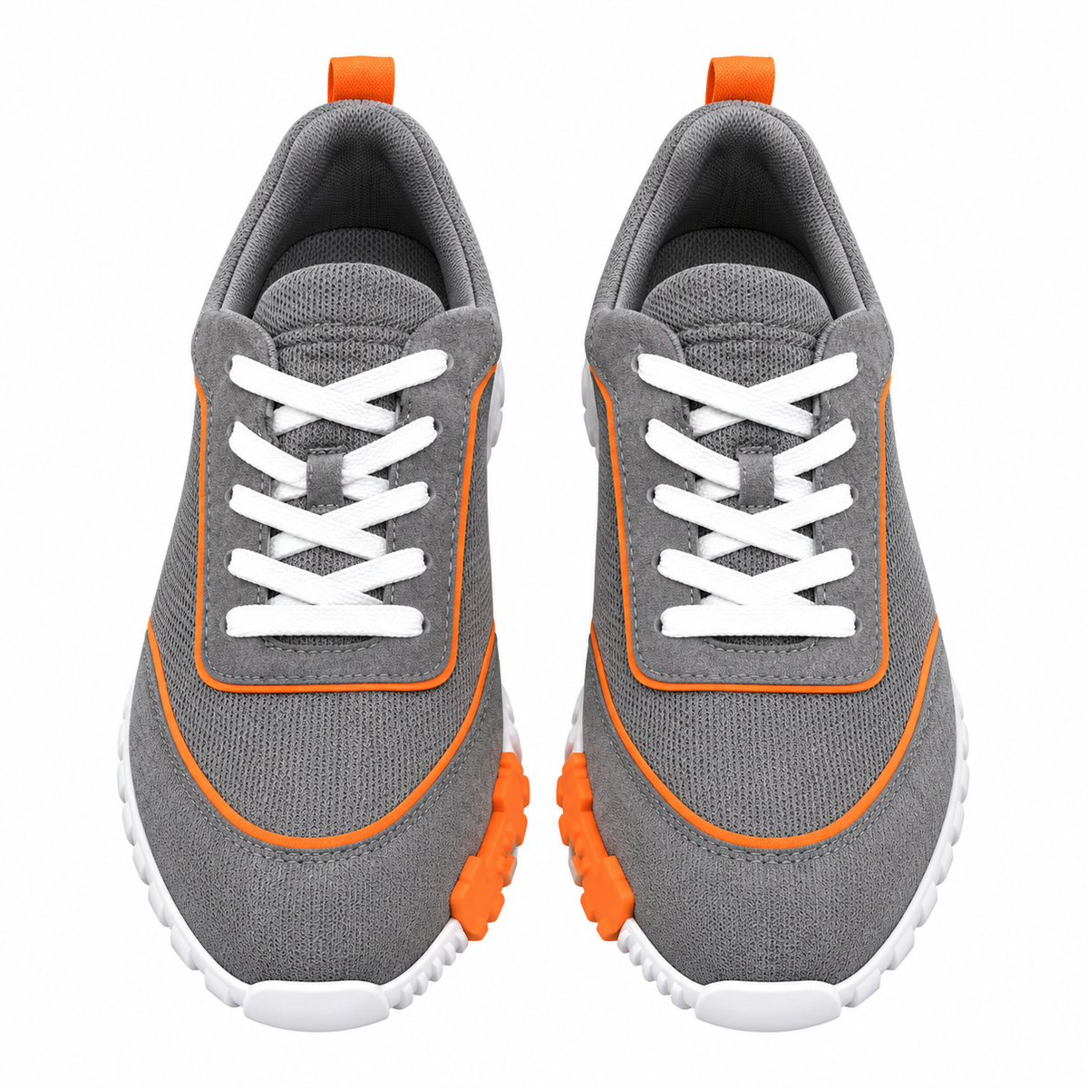 Hermès Grey and Orange Low-Top Sneakers