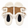 Hermès Tan Double-Buckle Slides with Cream Trim