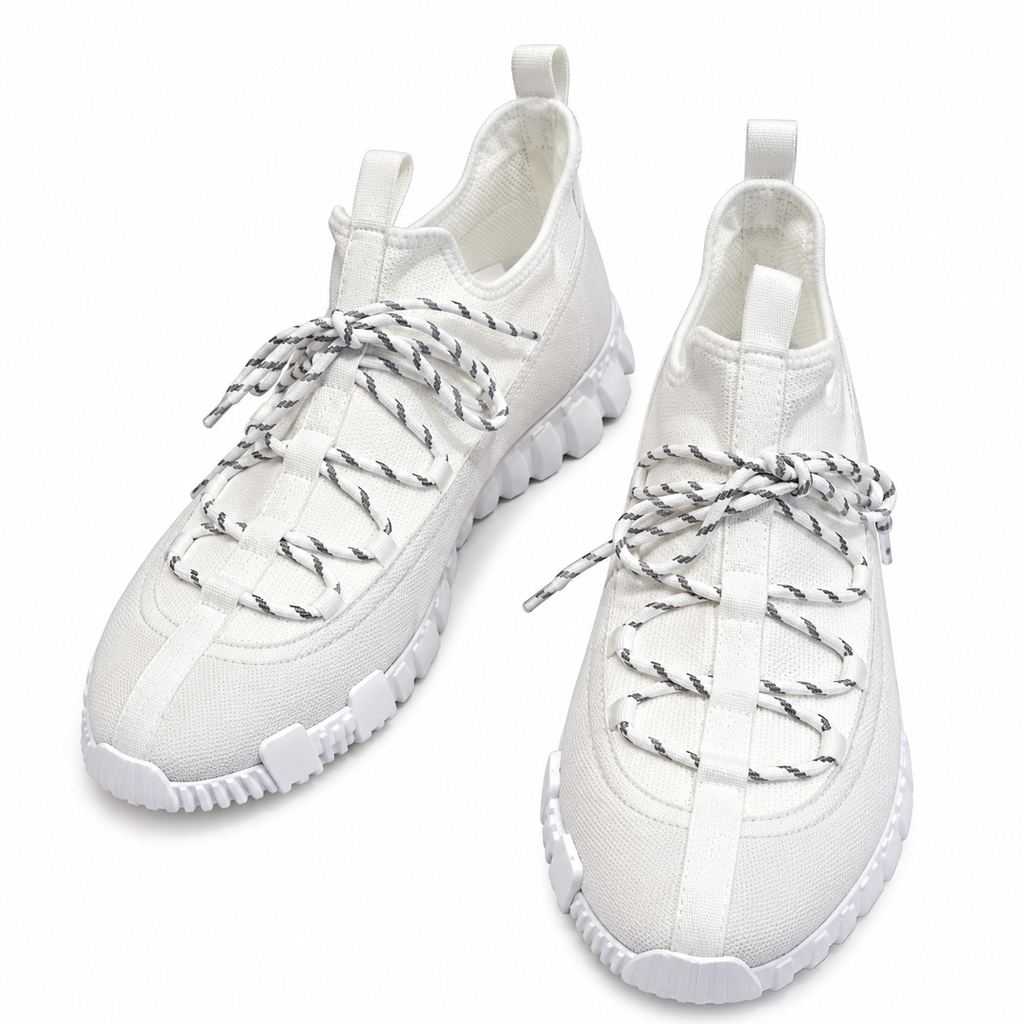 Hermès White Panelled Lace-Up Sneakers