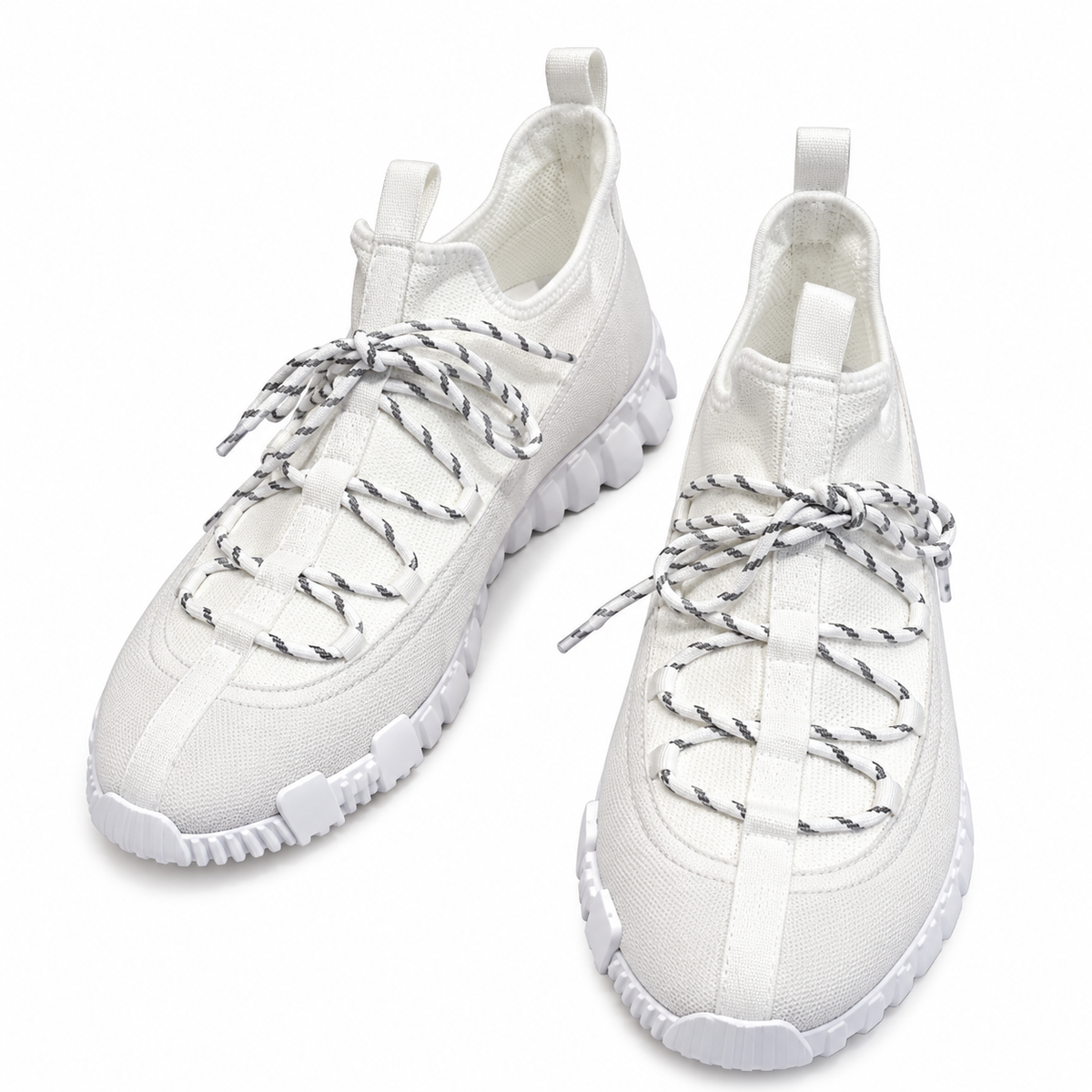 Hermès White Panelled Lace-Up Sneakers
