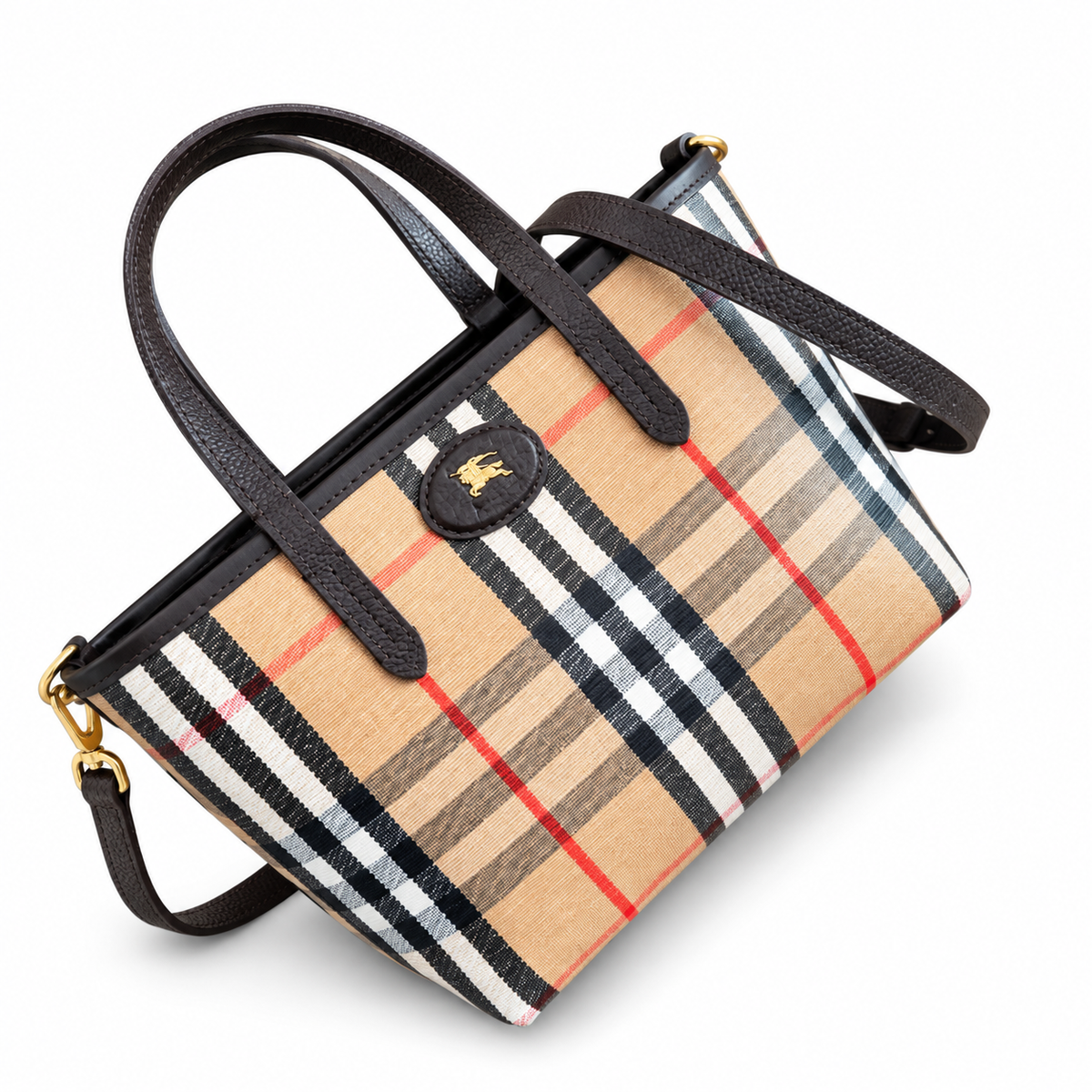 Burberry Heritage Check Compact Top Handle Tote