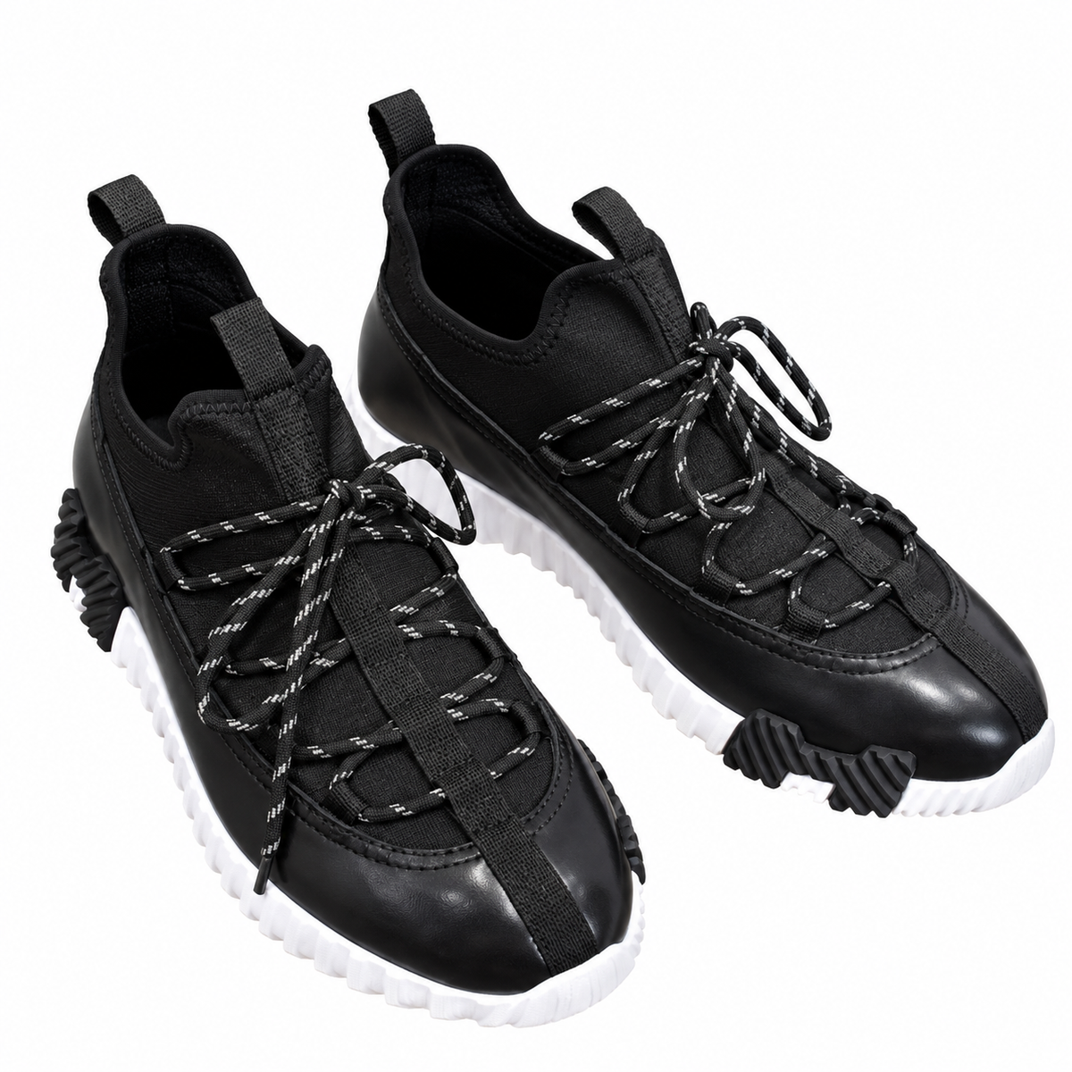 Hermès Black Panelled Lace-Up Sneakers