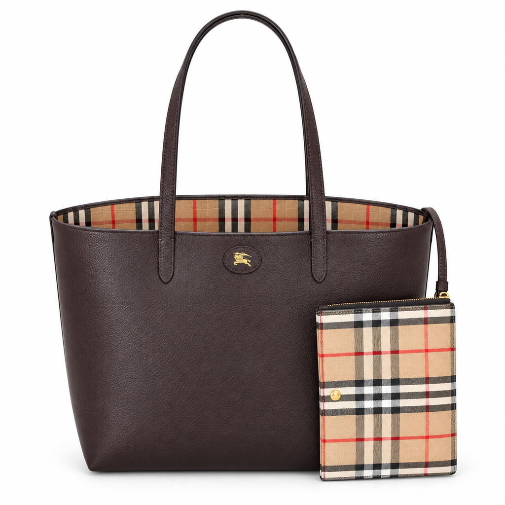 Burberry Heritage Check Tote with Zip Pouch