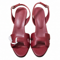 Hermès Burgundy H-Cutout Slingback Sandals