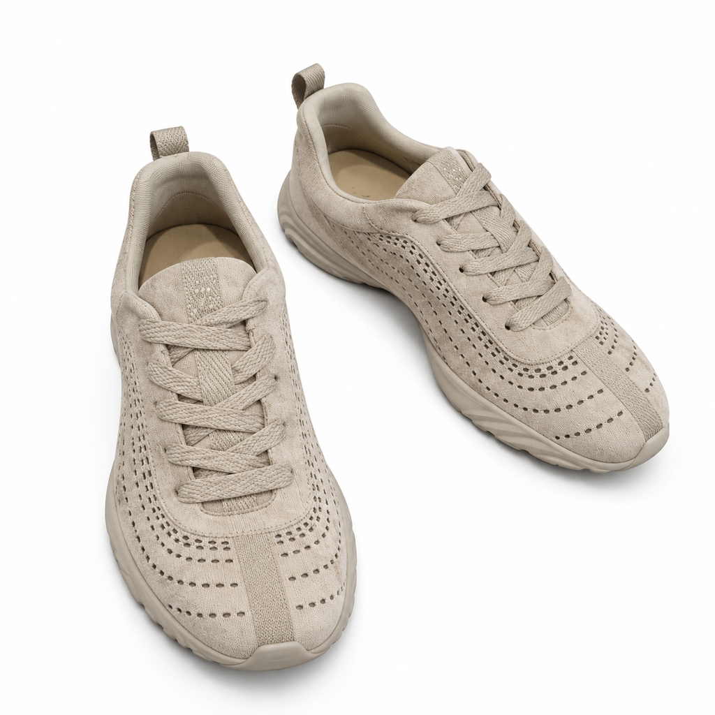Hermès Beige Textured Cutout Low-Top Sneakers