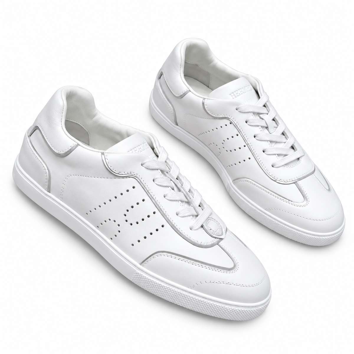Hermès White Panelled Low-Top Sneakers