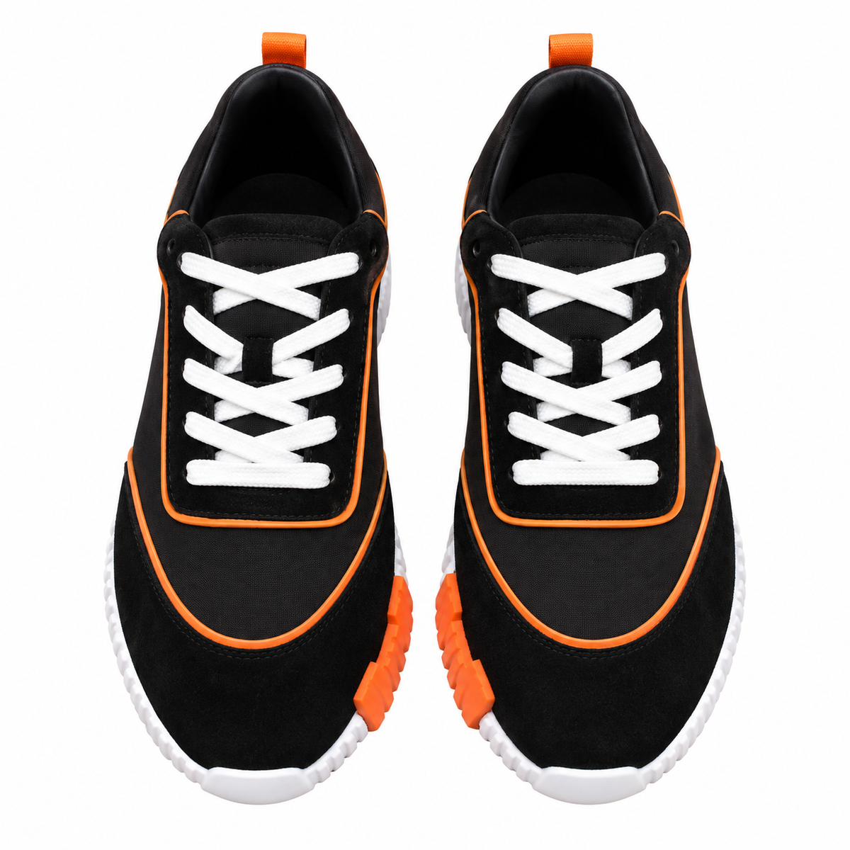Hermès Black and Orange Low-Top Sneakers