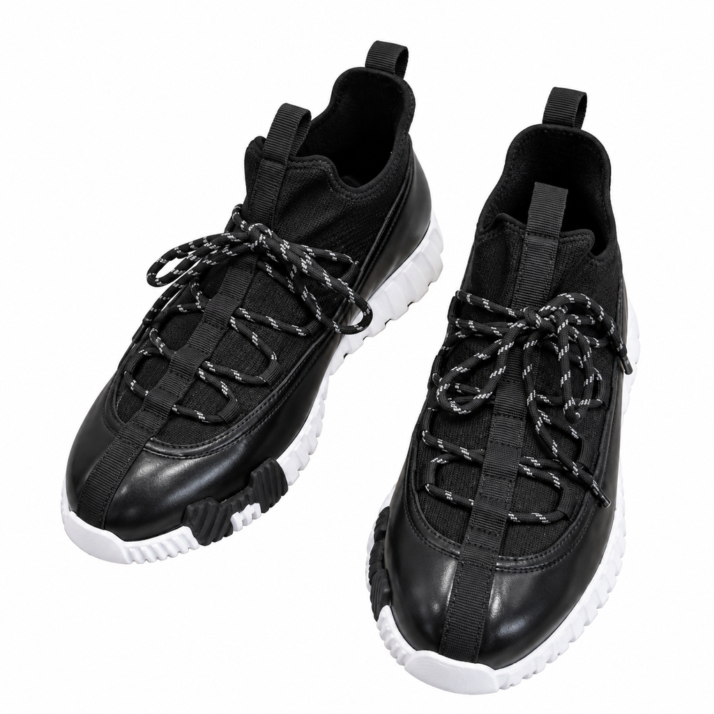 Hermès Black Panelled Lace-Up Sneakers