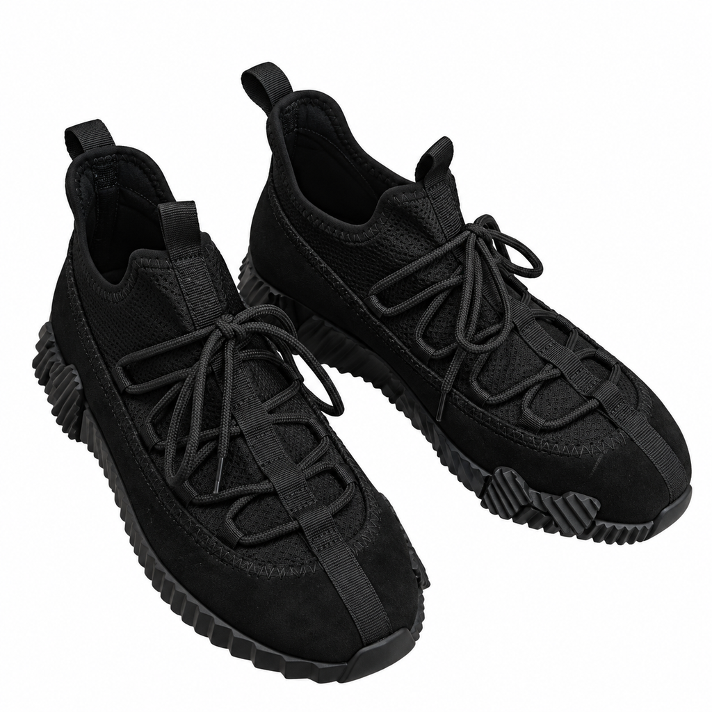 Hermès Black Tonal Lace-Up Sneakers