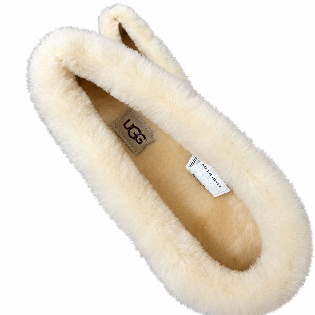 UGG Sand Beige Cream-Trim Slip-On Slippers