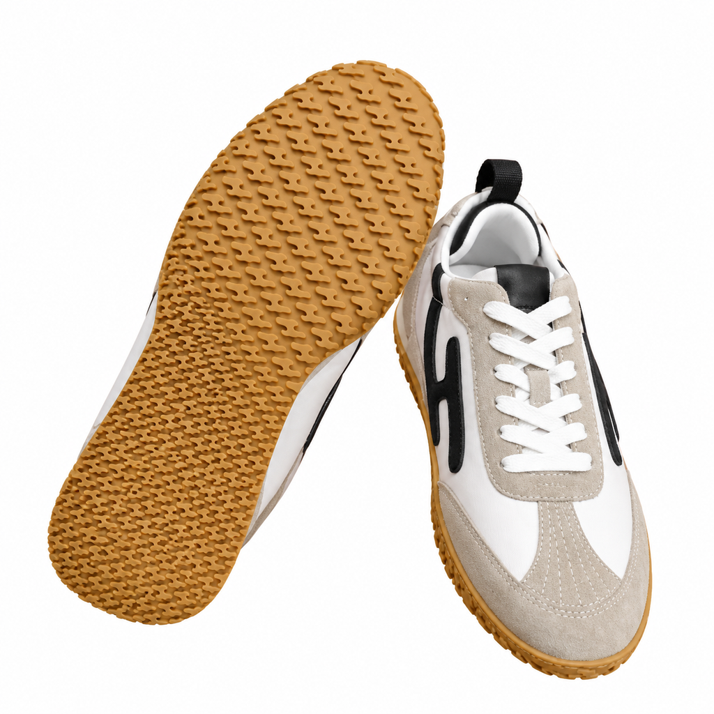 Hermès White & Beige Sneakers with Black Trim