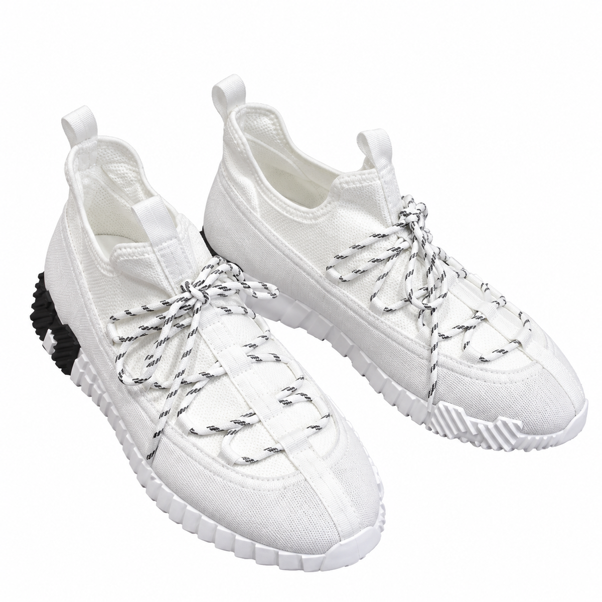 Hermès White Panelled Lace-Up Sneakers