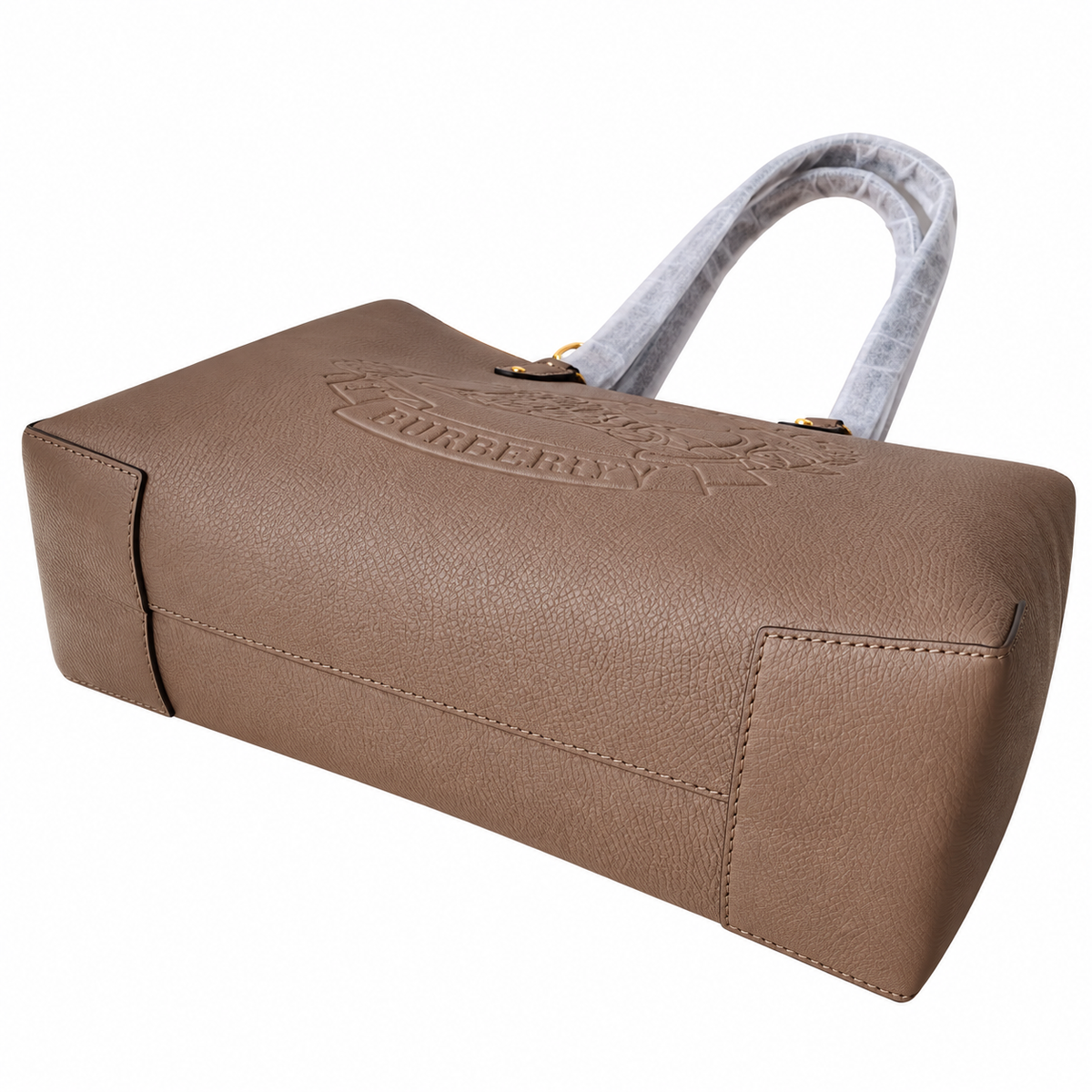 Burberry Heritage Crest Textured Tan Tote Bag
