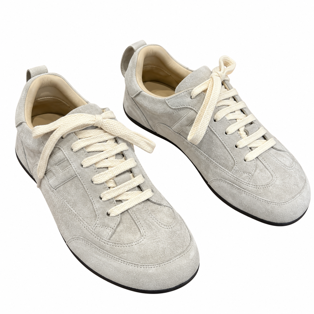 Hermès Beige Low-Top Sneakers with Cream Laces