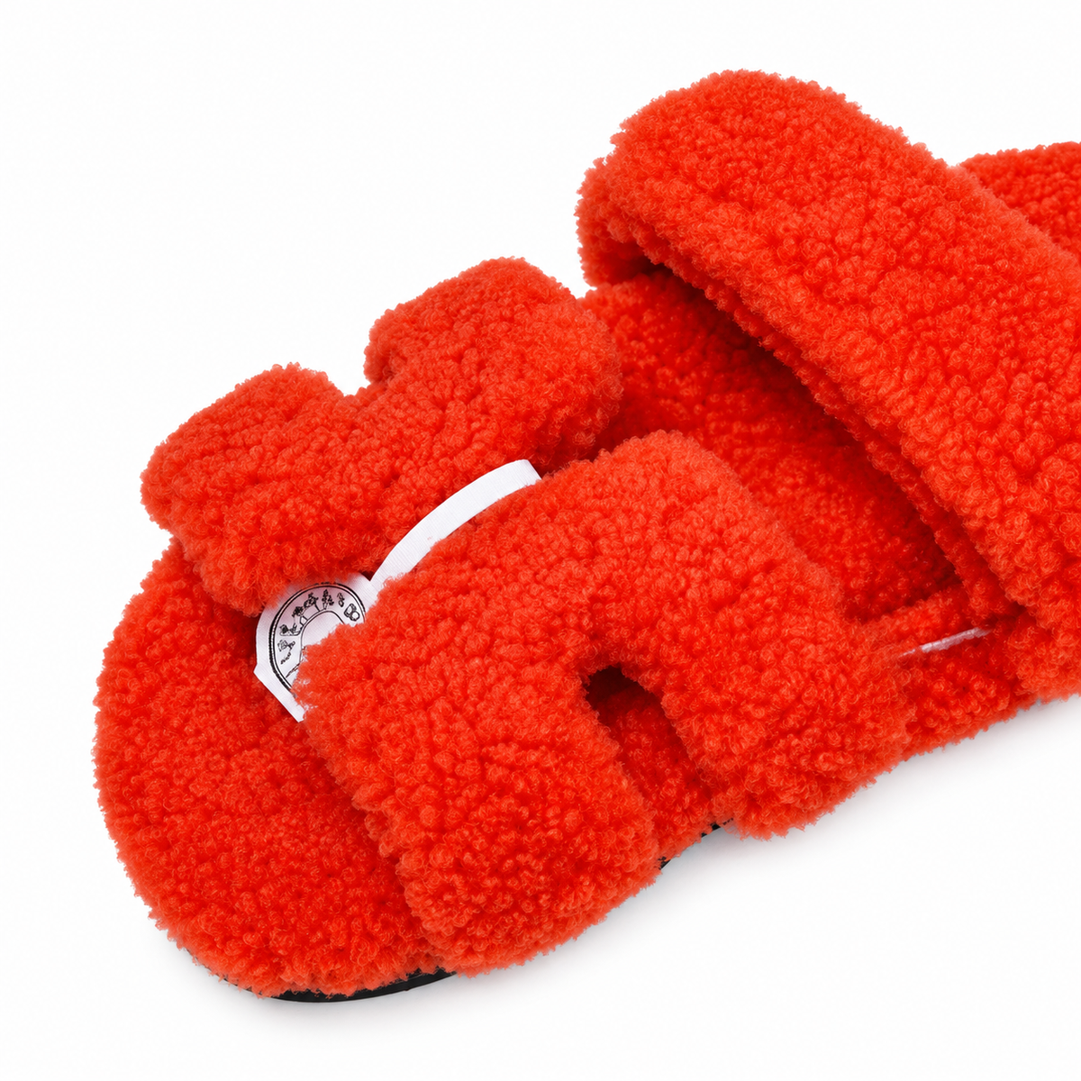 Hermès Orange Textured H-Strap Slides
