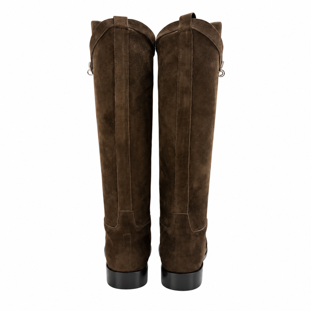 Hermès Dark Brown Pointed-Toe Tall Boots
