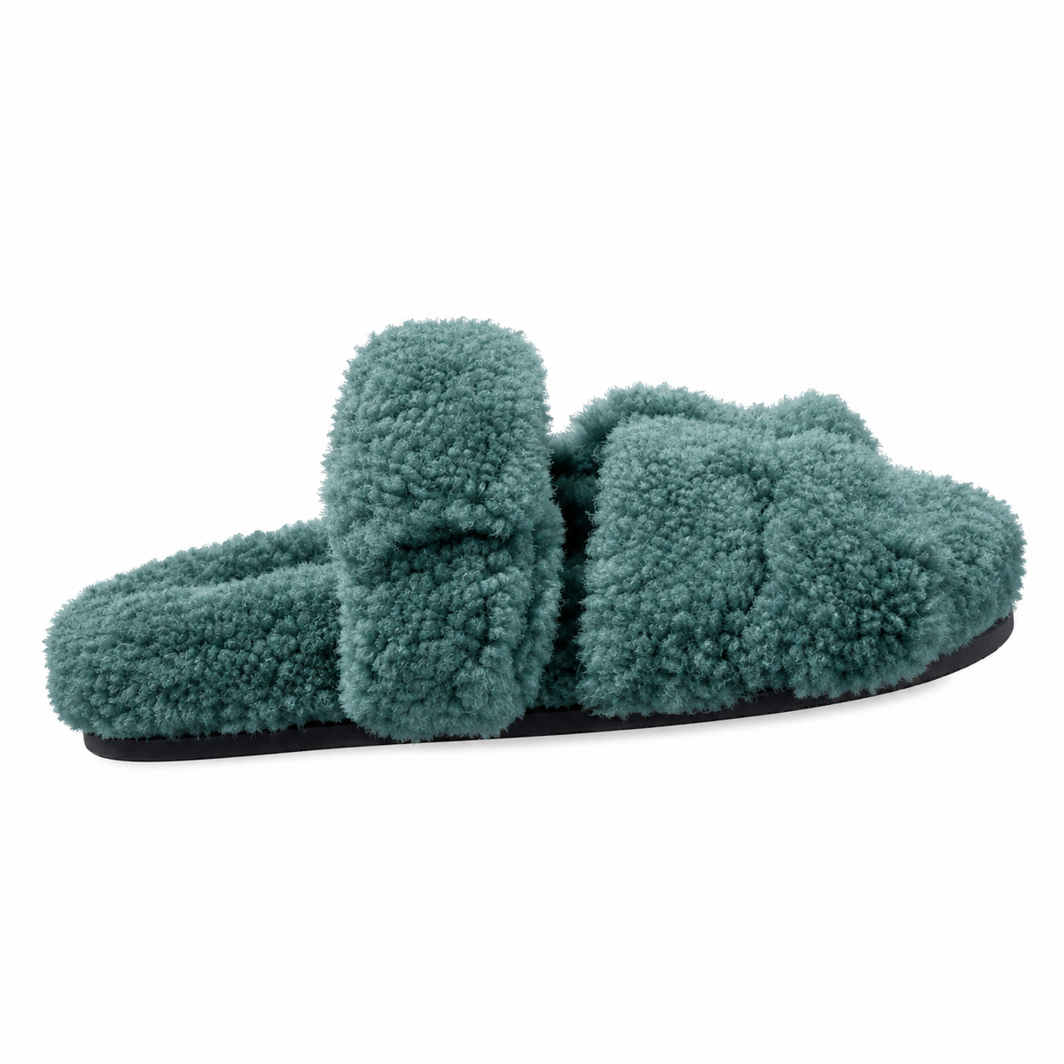 Hermès Teal Green Textured H-Strap Slides