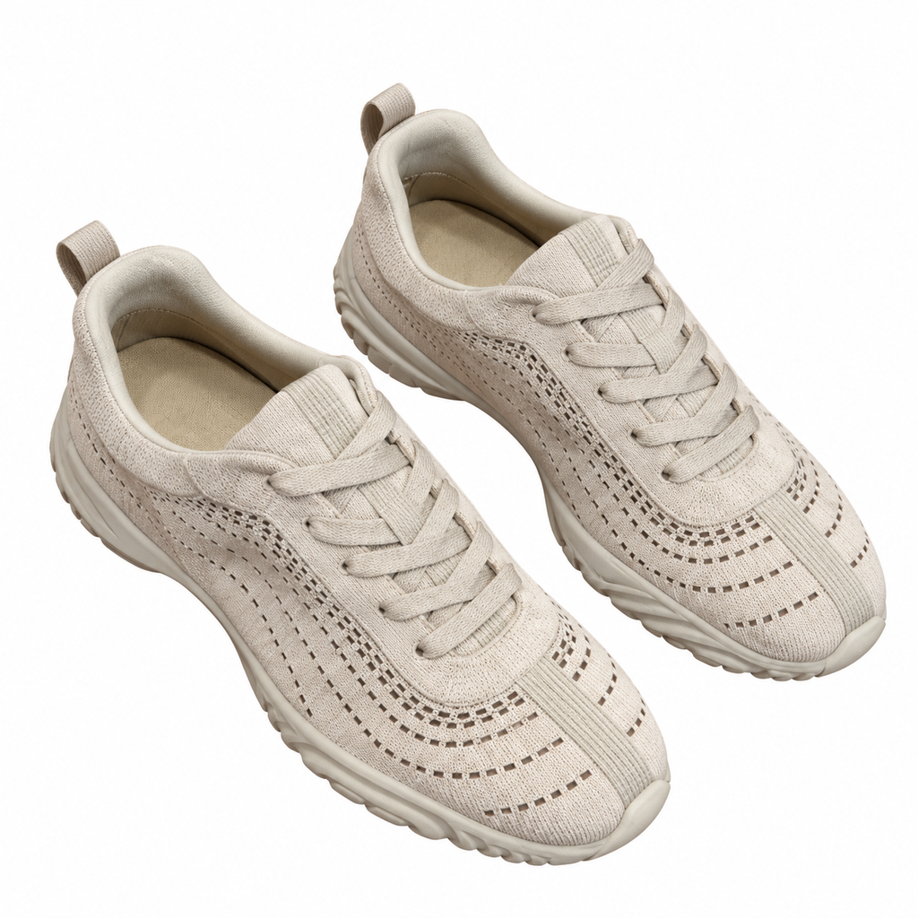 Hermès Beige Textured Cutout Low-Top Sneakers