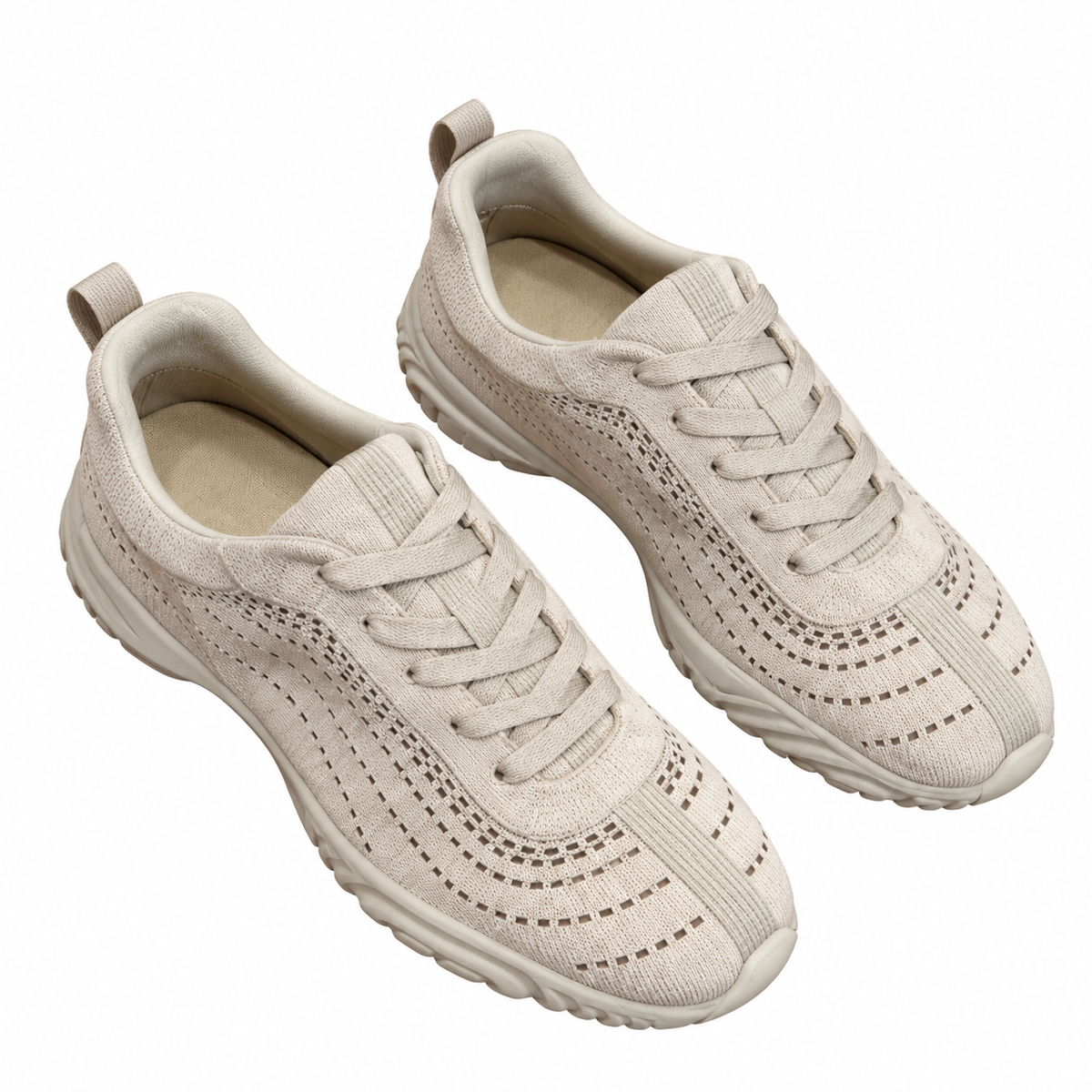 Hermès Beige Textured Cutout Low-Top Sneakers